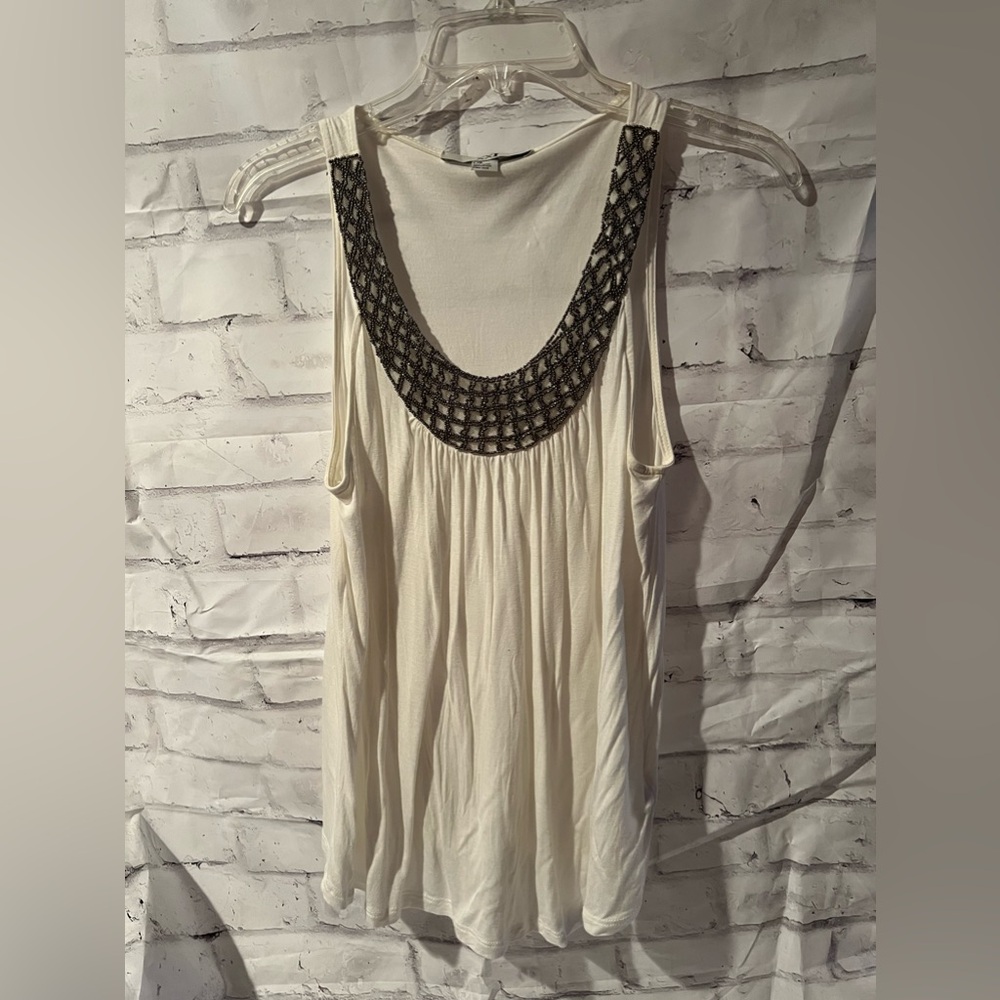 White & Beaded Tank Top